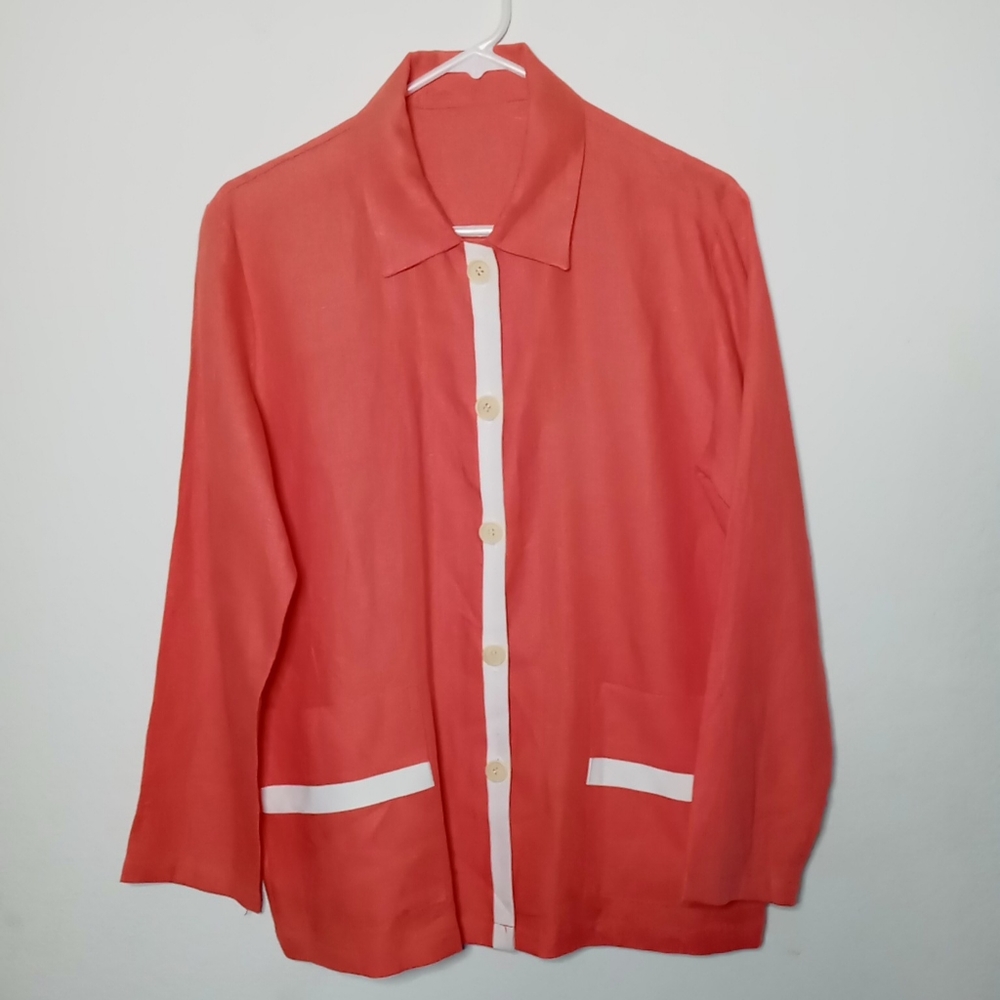 Linen Salmon Smock Style Jacket